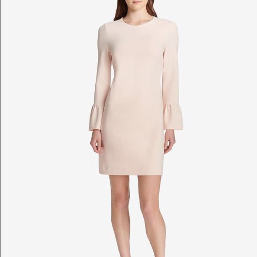 Statement-Sleeve Crepe Dress